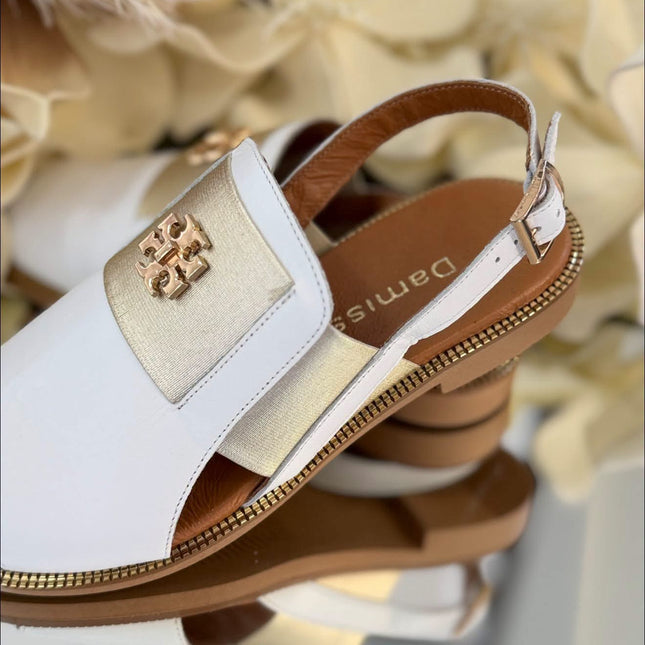 Sandały damskie Damiss biało-złote – eleganckie i wygodne