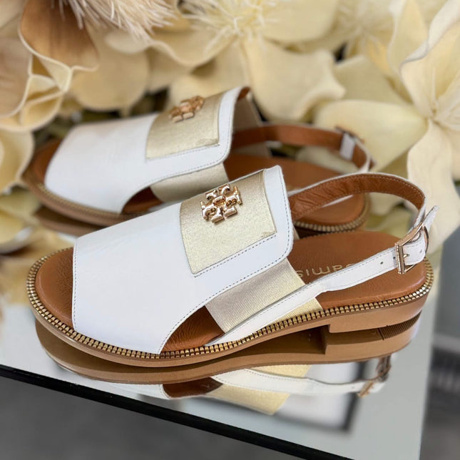 Sandały damskie Damiss biało-złote – eleganckie i wygodne
