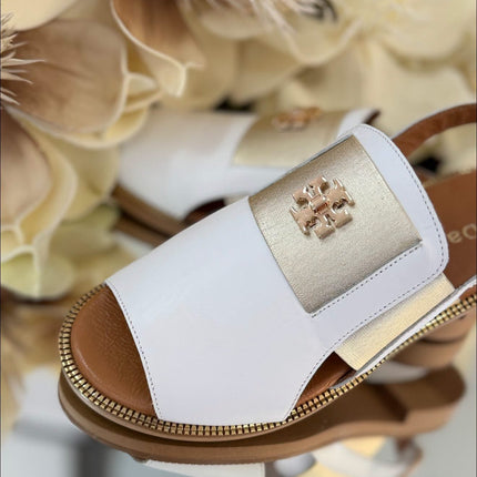 Sandały damskie Damiss biało-złote – eleganckie i wygodne