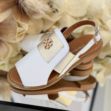 Sandały damskie Damiss biało-złote – eleganckie i wygodne