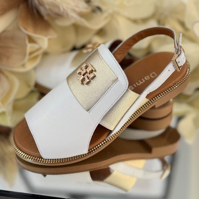 Sandały damskie Damiss biało-złote – eleganckie i wygodne