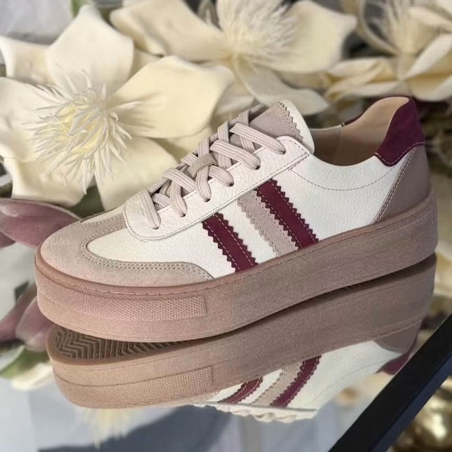 Sneakersy Kampa beżowo-bordowe