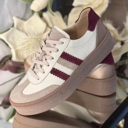 Sneakersy Kampa beżowo-bordowe