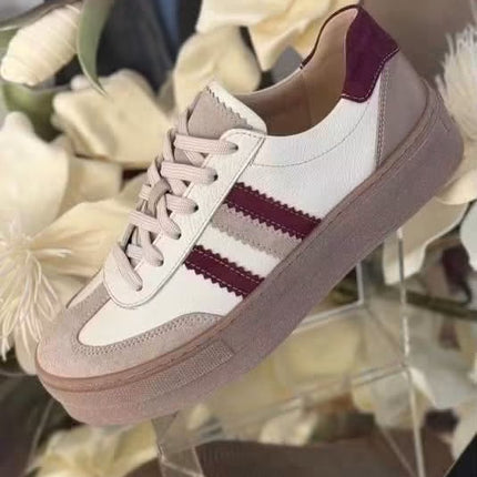 Sneakersy Kampa beżowo-bordowe