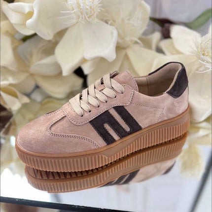Głogom Damskie Sneakersy – Beżowe z Kontrastowymi Wstawkami