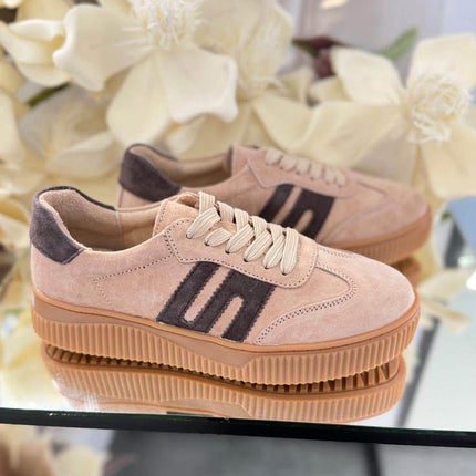 Głogom Damskie Sneakersy – Beżowe z Kontrastowymi Wstawkami
