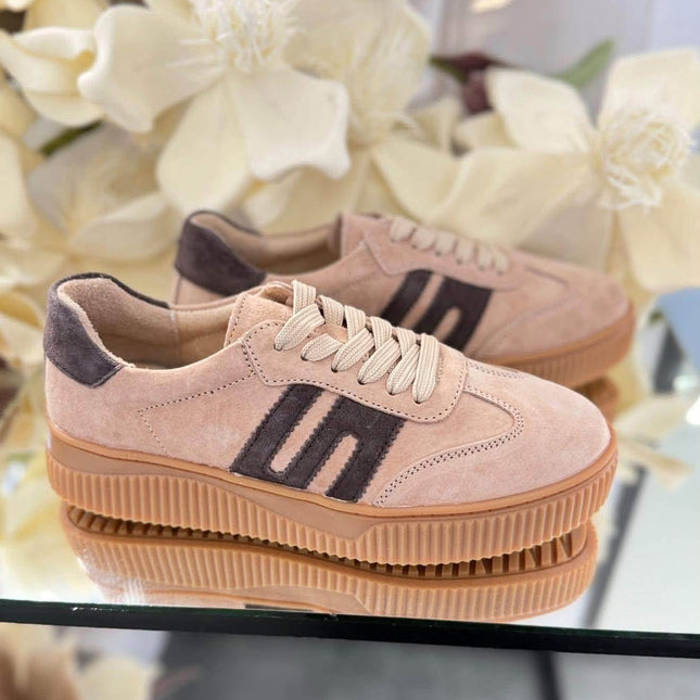 Good in Damskie Sneakersy – Beżowe z Kontrastowymi Wstawkami