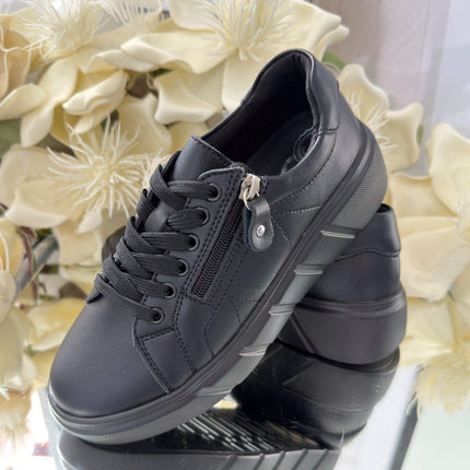 Evento Damskie Sneakersy Skórzane – Czarne z Zamkiem