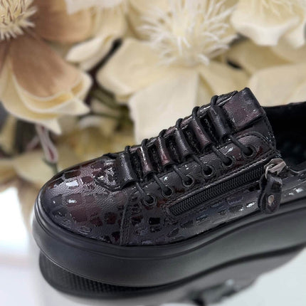 Goodin Damskie Sneakersy Skórzane – Czarne