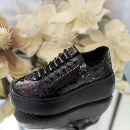 Goodin Damskie Sneakersy Skórzane – Czarne