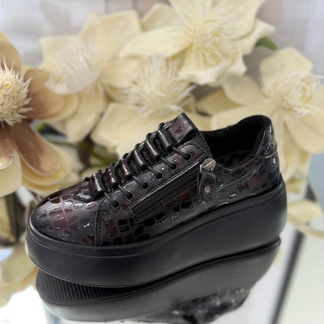 Goodin Damskie Sneakersy Skórzane – Bordowe
